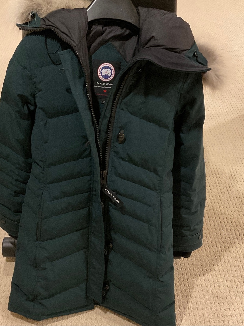 Canada Goose Deep Green Women's Down Parka with Fur Trim